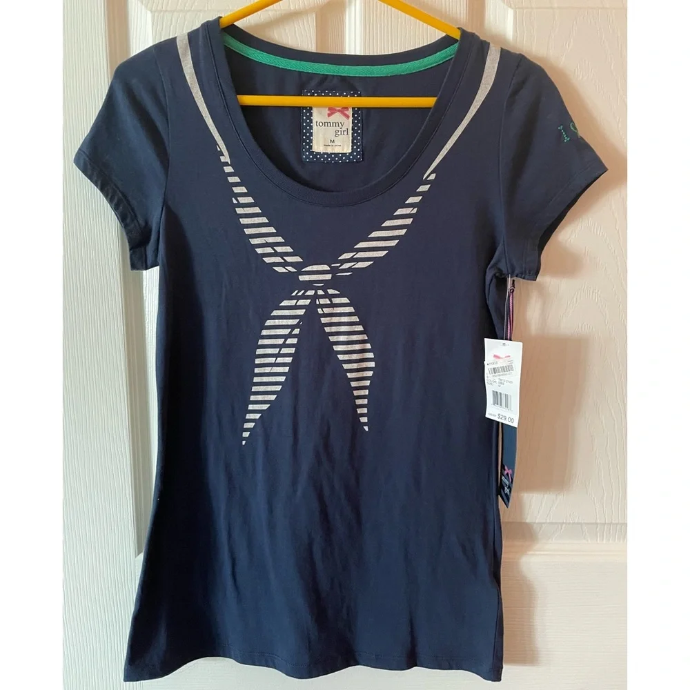 Tommy Girl Juniors Babydoll Sailor T-shirt Navy NWT size M - Picture 1 of 4